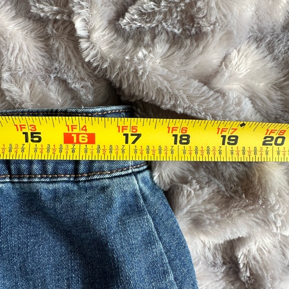 👖 C Denim Est. 1946 Flare Denim Skirt Size 14 Blue Stretch Midi Skirt - Picture 8 of 9